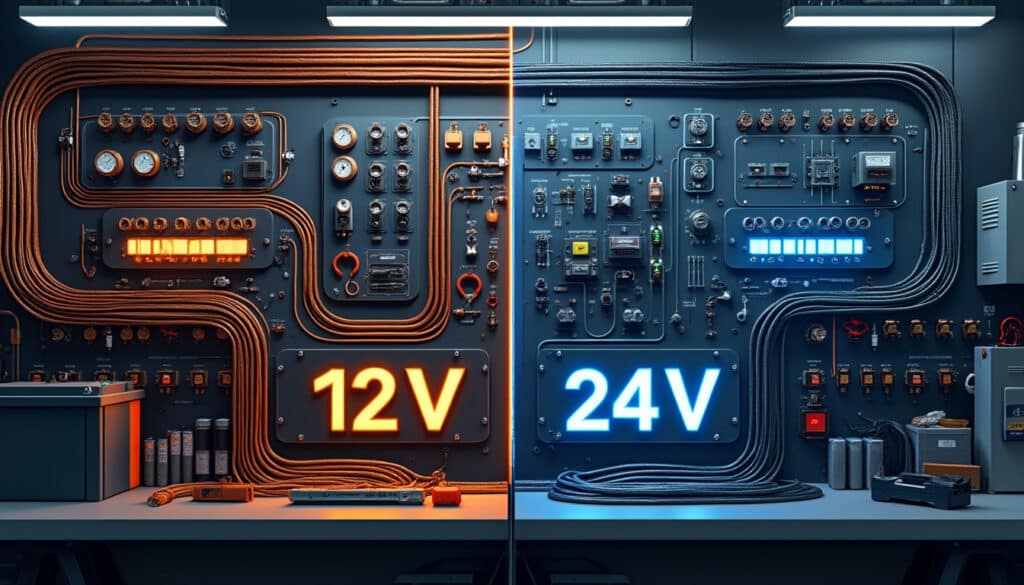 découvrez les implications du choix entre une tension 12 v ou 24 v pour votre installation électrique et comment adapter le reste de votre équipement en conséquence.